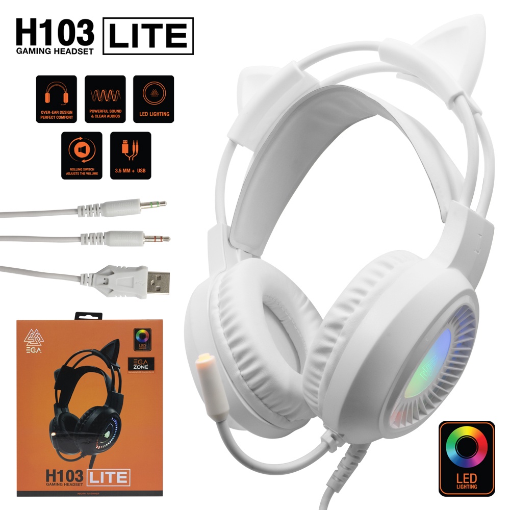 EGA H103/H104 Lite Gaming Headset LED Lighting มีหูแมวถอดได้ | Shopee ...