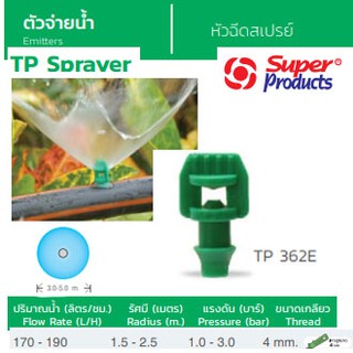 SUPER PRODUCTS หัวฉีดสเปรย์ 360 องศา ขนาดเกลียว 4 มม.(100หัว/แพ็ค) รุ่น TP362E (351-33362-100)