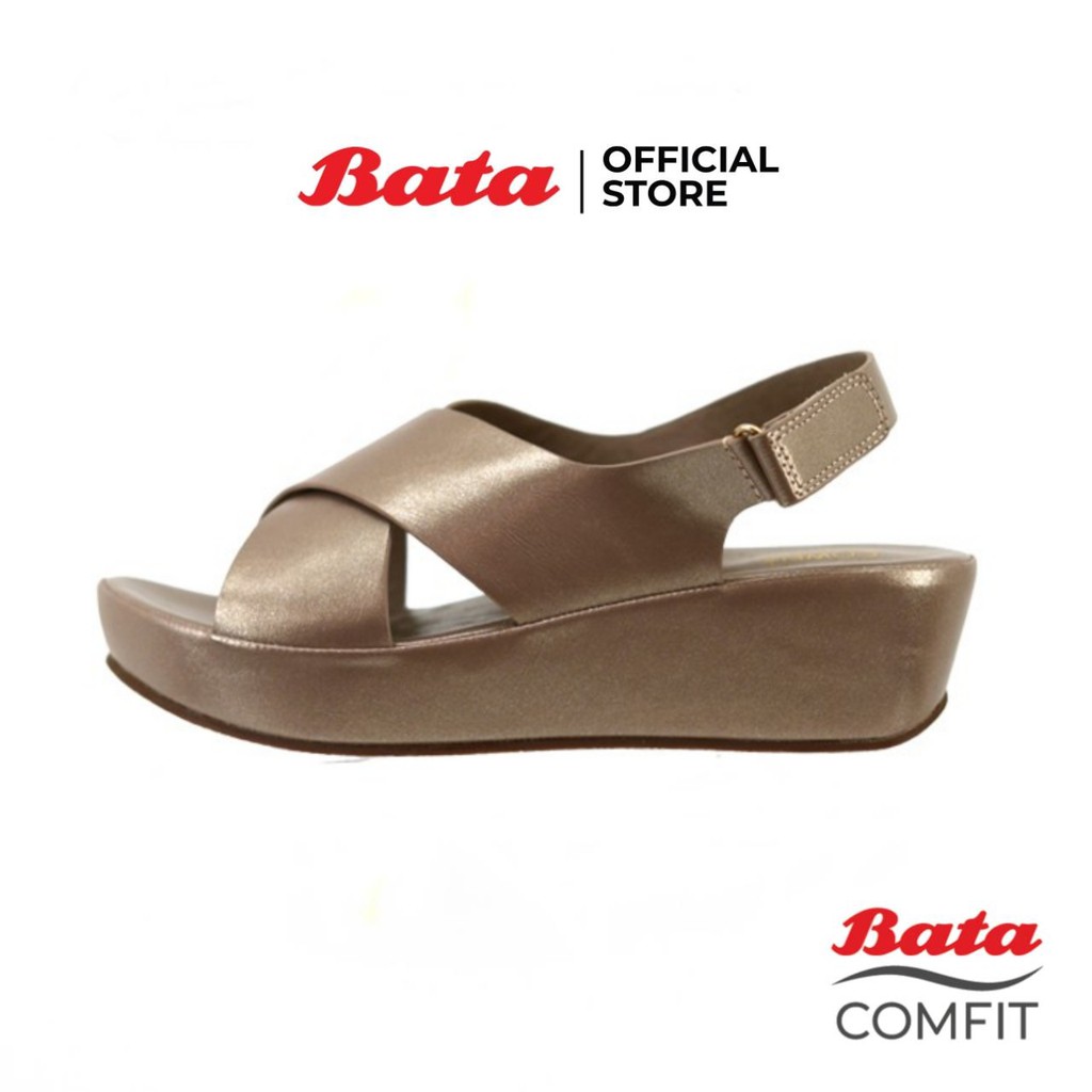 bata-comfit-รองเท้าลำลอง-sandal-แบบสวม-รัดส้น-สีน้ำตาลมุก-รหัส-6618844