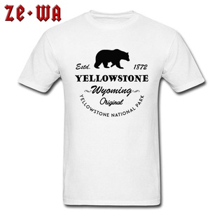 เสื้อคู่วินเทจ - เสื้อยืดผู้ชายราคาถูกคอคอแขนสั้นฟิตเนสพิมพ์เยลโลว์สโตนอุทยานแห่งชาติไวโอมิงเดิมหมี