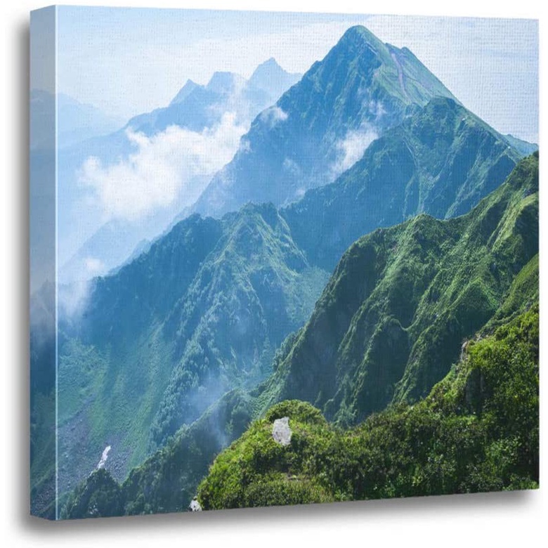 ภาพวาดผ้าใบ-รูปภูเขาแลนเคป-สีเขียวธรรมชาติ-สําหรับตกแต่งผนังบ้าน-zfx-0303