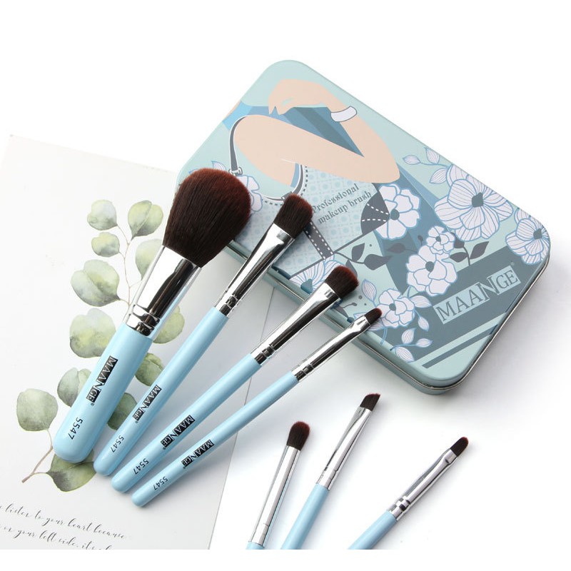 พร้อมส่ง-เซทแปรงแต่งหน้า-factory-direct-maange-maange-beginner-7-iron-box-makeup-set-brush-beauty-tools-one-generation
