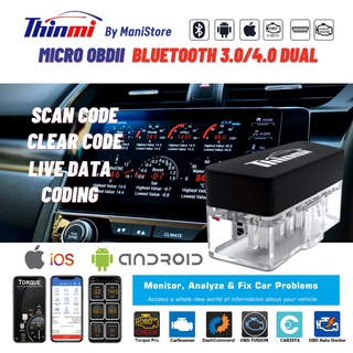 สินค้า [New!!] Thinmi Micro OBD2 Bluetooth 3.0/4.0 (Dual Mode) Support iOS / Android  Auto Diagnostic Scanner Tool