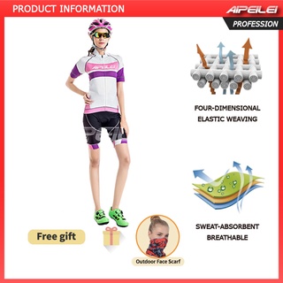 [IN สต็อก] AIPEILEI เสื้อปั่นจักรยานของ IWomen เสื้อปั่นจักรยานแขนสั้นกางเกงปั่นจักรยานผู้หญิงหนาและระบายอากาศได้ดี