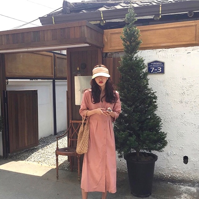 Rose milk tea dress (พร้อมส่ง฿ Shopee Thailand