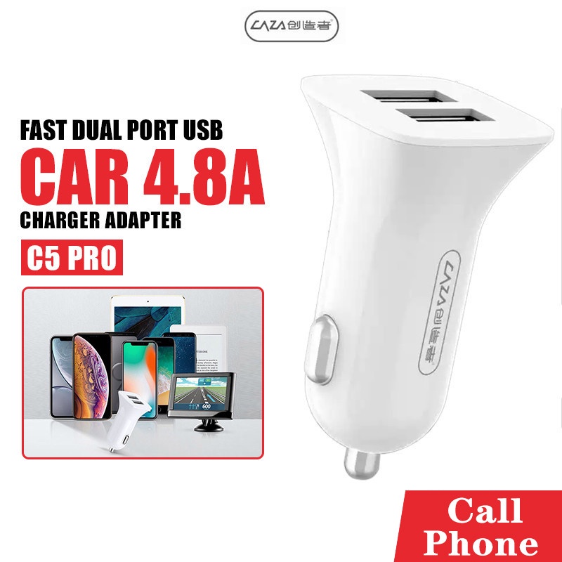 ที่ชาร์จในรถ-caza-รุ่น-c5pro-มี-2ช่อง-usb-ชาร์จเร็ว-ไฟแรง-4-8a-car-charger-ที่จุดบุหรี่ในรถได้