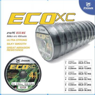 pioneer สายPE Pioneer Eco XC PE x4 สีเขียว ยาว 100เมตร