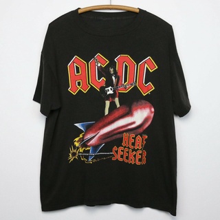 tshirtเสื้อยืดคอกลมฤดูร้อน๑✔♝Acdc Shirt 1988 Heat Seeker World Tour Concert Tee Rock Band 80 Reprint Mens T-Shirt Comfor
