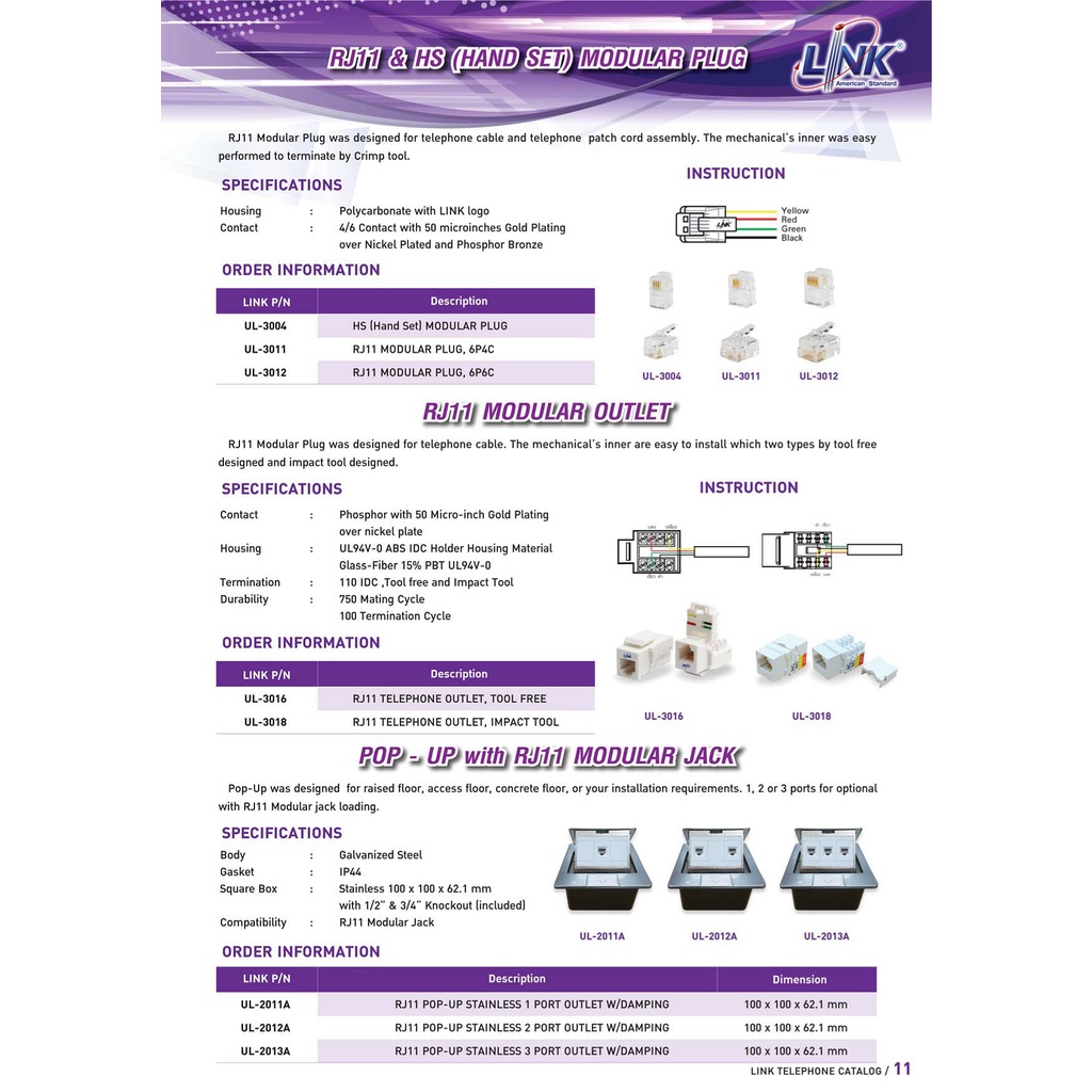 link-หัวสัญญาณ-rj11-telephone-plug-ตัวผู้โทรศัพท์-4-ขา-รุ่น-ul-3011-บรรจุ10ตัว-แพ็ค