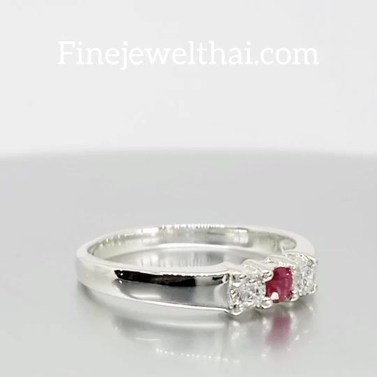 finejewelthai-แหวนทับทิม-แหวนเงินแท้-แหวนพลอย-พลอยประจำเดือนเกิด-ruby-silver-ring-birthstone-r1012rb-เลือกสีตัวเรือนได้