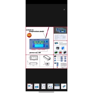 ดิจิตอลวัดVโวลต์มิเตอร์ วัดแรงดัน ความจุ อุณหภูมิ สำหรับวัดแลตเตอรี่ลิเธียม หรือตะกั่วกรด 10-100v แบตเตอรี่