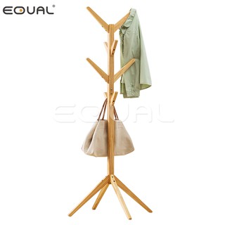 EQUAL ราวไม้ ที่แขวนผ้า ราวแขวนเสื้อผ้าอเนกประสงค์ ราวแขวน ราวสามขา แขวนกระเป๋า ราวผ้าตั้งพื้น แขวนหมวก แขวนเสื้อ ราวแขว