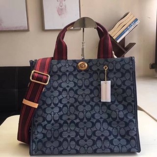 COACH Chambray Tote bag fabric blue-grey