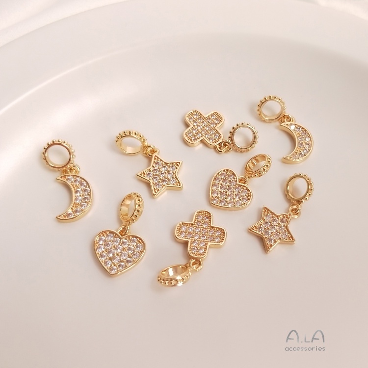 จี้-ลูกปัดห้อย-จี้รูปดาวห้าแฉก-ดวงจันทร์-หัวใจ-ชุบทอง-14k-ฝังเพทาย-แฮนด์เมด-diy-เครื่องประดับ-diy