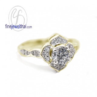 Finejewelthai-แหวนวินเทจ-แหวนเพชร-แหวนเงิน-เพชรสังเคราะห์-เงินแท้925-Vintage-Diamond-CZ-Silver-Ring-R1328cz-g/ pg