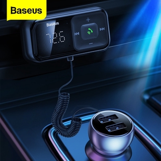 สินค้า Baseus Car Fm Transmitter บลูทูธไร้สาย 5 . 0 3 . 1 A Usb Car Charger Aux Handsfree สําหรับรถยนต์ ลำโพง bluetooth