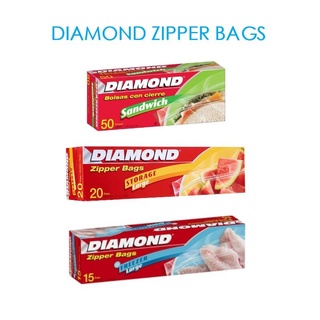 [พร้อมส่ง] Diamond Zipper Bags ไดมอนด์ ถุงซิปล็อค ถุงซิปล็อก รุ่น แซนวิช,สโตเรจ,ฟรีสเซอร์