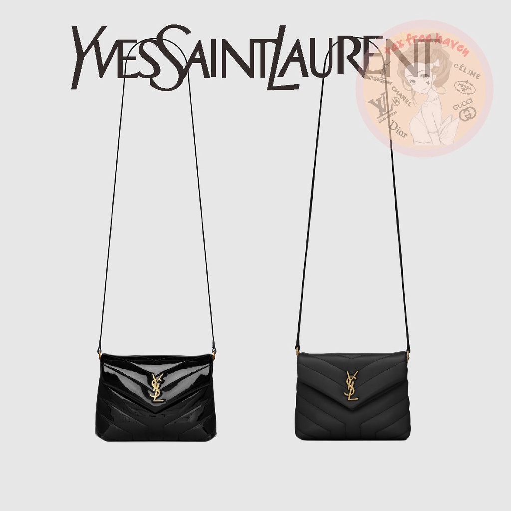 shopee-ราคาต่ำสุด-ของแท้-100-yves-saint-laurent-brand-new-loulou-กระเป๋าสะพายหนังสีดำขนาดเล็กพร้อม-y-quilting