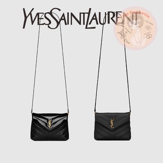 Shopee ราคาต่ำสุด 🔥ของแท้ 100% 🎁 Yves Saint Laurent Brand New LOULOU กระเป๋าสะพายหนังสีดำขนาดเล็กพร้อม Y Quilting
