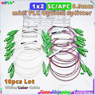 10pcs/lot Original 1x2 mini 0.9mm SC/APC PLC Optical Splitter Mix color fiber SC APC FTTH 1to4 Splitter 1*4 FBT Optical