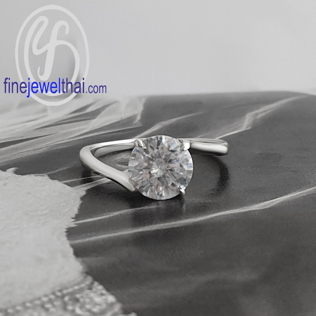 finejewelthai-แหวนเพชร-แหวนเงินแท้-เพชรสังเคราะห์-แหวนหมั้น-แหวนแต่งงาน-diamond-cz-silver-wedding-ring-r1407cz