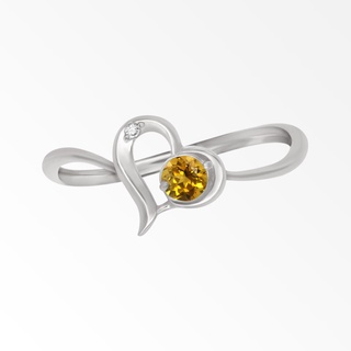 A.CEMI พลอยแท้ Citrine-November Birthstone Ring พลอยแท้ ซิทริน แหวนพลอยแท้ ซิทริน  แหวนเงินแท้ ชุบทอง 18K โรสโกลว์