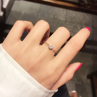แหวนโซ่คริสตัล 💍 ทอง 18K สีโรสโกลด์ แหวนโซ่ Minimal แหวนโรสโกลด์ แหวนมินิมอล Crystal Rose Gold ทองเค