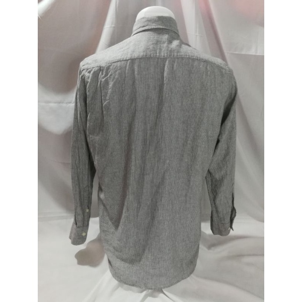 uniqlo-brand-2nd-hand-bk1-เสื้อเชิ้ตแขนยาวผ้าลินินผสมผ้าฝ้าย-linen-blend-ลินิน63-ฝ้าย37-sizel-แท้มือสองกระสอบนำเข้า