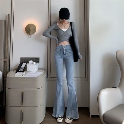 hot-sale-big-flad-denim-trousers-womens-high-waist-slimming-moodบุคลิกภาพฮ่องกงสไตล์ย้อนยุคกางเกง