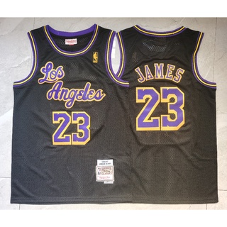 Nba Los Angeles Lakers No. เสื้อกีฬาบาสเก็ตบอล ลายทีม James 23 AJnocj35CEkann67 สีดํา สไตล์เรโทร