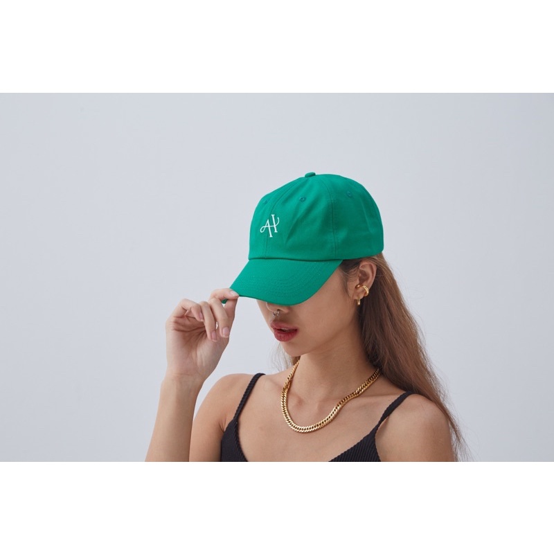 ahc000-logo-cap-green-หมวกผ้าคอตตอนสกรีนโลโก้