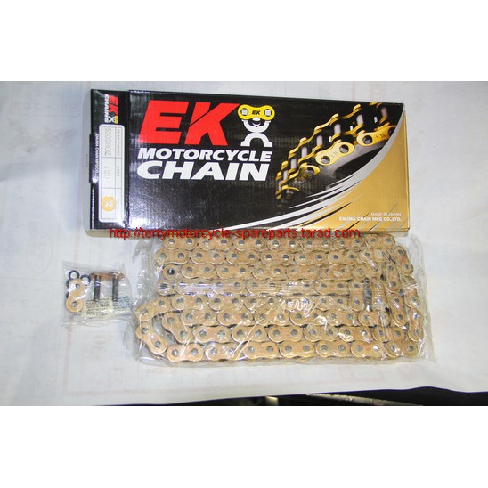 โซ่-ek-japan-525-530-120-124ข้อ-ekนำเข้าจากญี่ปุ่น-o-ring-สีทอง-ek-roller-chain-firstmotorhsop-เก็บเงินปลายทางได้