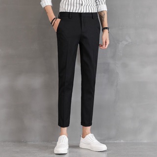 Fashion Korean Nine Pants slim กางเกงขายาว 5ส่วน สไตย์เกาหลี กางเกงลำลองชาย กางเกงสแล็ค