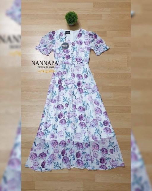 เดรสกุหลาบม่วงป้าย-nannapat