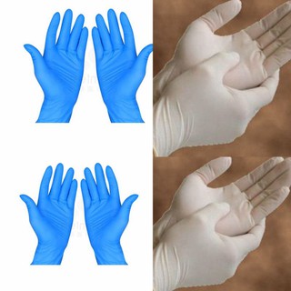 ถุงมือยางสีฟ้า,ขาว 1คู่ ความยาว 9 นิ้ว  ป้องกันน้ำมัน เชื้อโรค สารเคมี