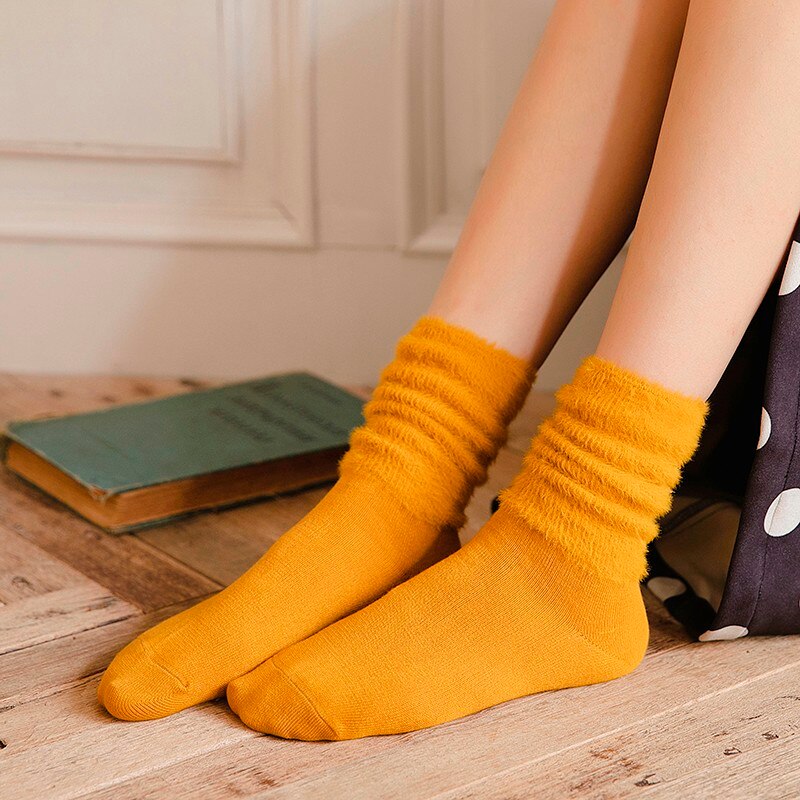 women-rabbit-fur-solid-loose-socks-winter-warm-candy-color-girls-crew-socks-high-quality-cotton-soft-cozy-long-socks