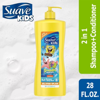 ภาพหน้าปกสินค้าครีมอาบน้ำและสระผมเด็กสูตรอ่อนโยน Suave Kids SpongeBob Squarepants Jellyfish Splash 2-1 Shampoo & Body Wash ราคา 500 บาท ที่เกี่ยวข้อง