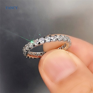 Fancy ใหม่ แหวนเงิน ประดับเพทาย เรียบง่าย แวววาว เครื่องประดับ สําหรับผู้หญิง