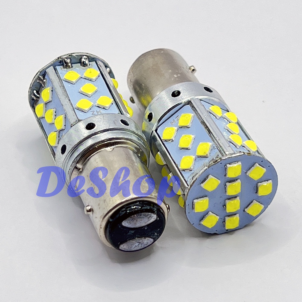 ไฟเบรค-ไฟหรี่-ในหลอดเดียวกัน-led-ขั้วบิด-1157-bay15d-35-ชิพ-smd-3030-convex-3d-แสงสีขาว-ความสว่างสูง-ไม่กระพริบ-2-หลอด