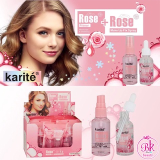 Karite Rose Primer + Fix Spray โรส ไพรเมอร์ พร้อม สเปรย์ล็อคเครื่องสําอาง เซ็ทโรสไพรเมอร์และสเปรย์ ให้ความชุ่มชื้นยาวนาน