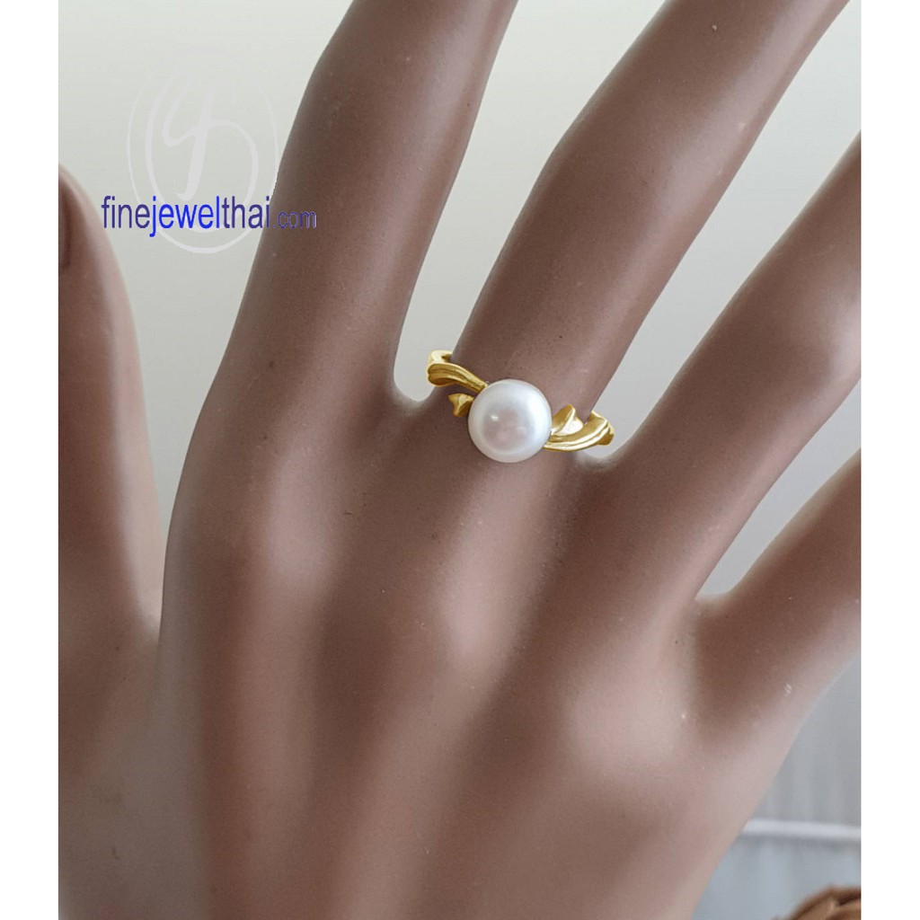 finejewelthai-แหวน-มุกแท้-แหวนเงิน-แหวนมุก-แหวนประจำเดือนเกิด-pearl-silver-ring-r1366pl-w-g