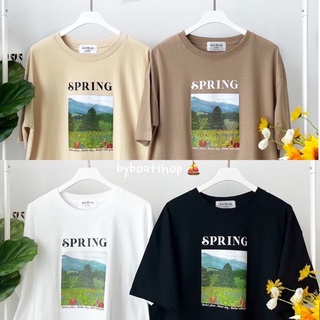 📍ใส่โค้ด 99AUG88 ลด 20% ) เสื้อยืด OVERSIZE สกรีนลาย SPRING 🍃 (ผ้าคอตตอน)