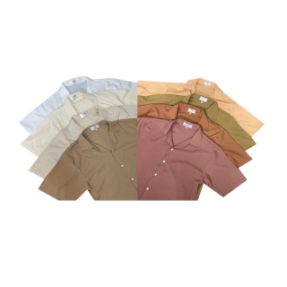 [ลด 10% โค้ด MEN60 ] S1: SEOULSHIRTS 🇰🇷 เสื้อเชิ้ตเกาหลี แขนสั้น สีพื้นมินิมอลสี EARTH TONE ไซซ์ M L XL XXL คุณภาพดี