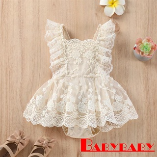 Babybaby-Baby Girls Summer Plain Floral Lace Embroidery Romper