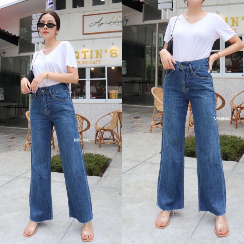 minimal-ยีนส์เอวสูงขาบาน-มีs-l