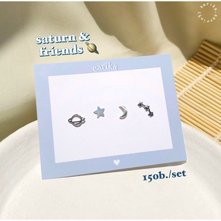 ภาพขนาดย่อของสินค้า(กรอกโค้ด 5GR4V ลด 50.-) earika.earrings - Saturn & friends set เซ็ตต่างหูแป้นเงินแท้ เหมาะสำหรับคนแพ้ง่าย