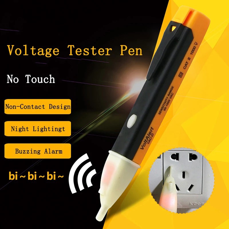 ดินสอทดสอบแรงดันไฟฟ้าแบบไม่สัมผัส-90-1000v-ไฟแสดงสถานะการเหนี่ยวนำไฟฟ้า-ปากกาทดสอบเซ็นเซอร์-led-พร้อมไฟ