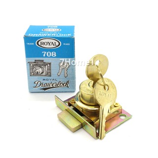 ROYAL กุญแจลิ้นชัก บานตู้ No.708 สีทอง ขนาด 2-1/2" (2นิ้วครึ่ง) วัสดุเกรดคุณภาพทนทานต่อการใช้งาน