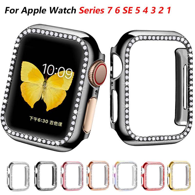 ภาพหน้าปกสินค้าเคสกรอบกันชนหน้าจอ ประดับเพชร สําหรับ Apple Watch Series 7 6 SE 5 4 3 2 1 Iwatch 41 มม. 45 มม. 40 มม. 44 มม. 38 มม. 42 มม.