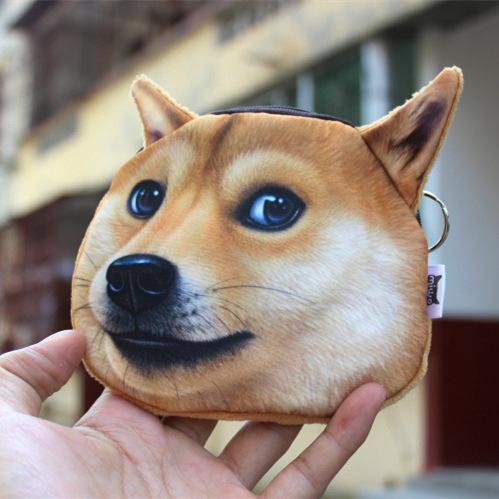 【KT】funny dog shape Doge Small Wallet Key Bag Coin Change Purse student creative gift key chain jewelry boy bag girl bag